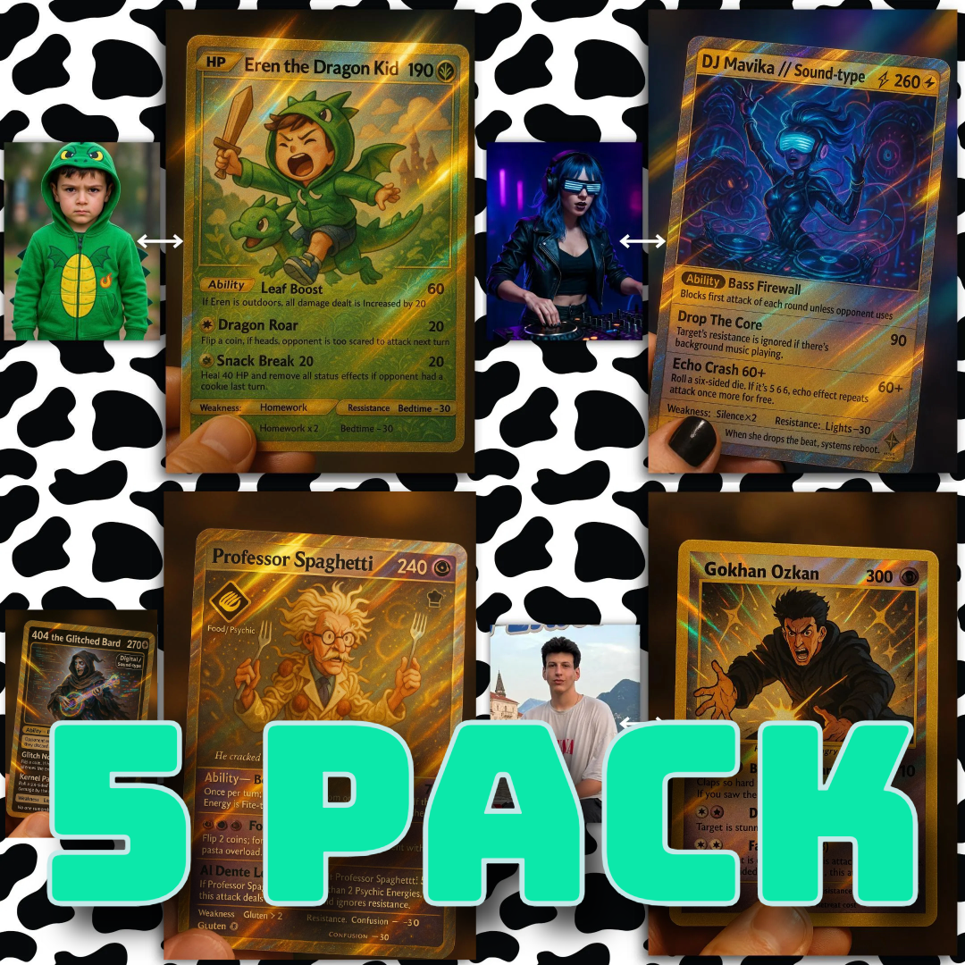 5 Pack - Custom Holographic Pokémon-Style Trading Card