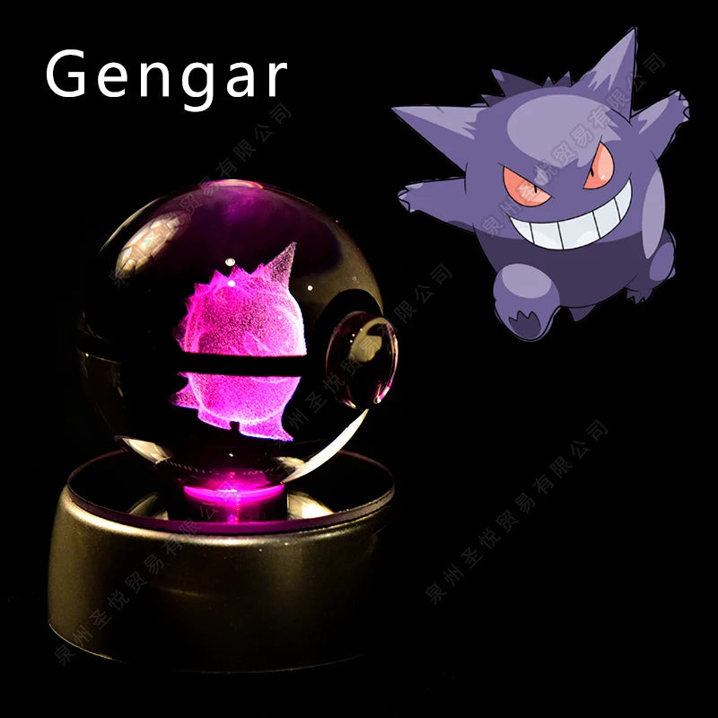 Pokémon 3D Crystal Pokéball Lamp – Pikachu, Gengar, Mewtwo and More
