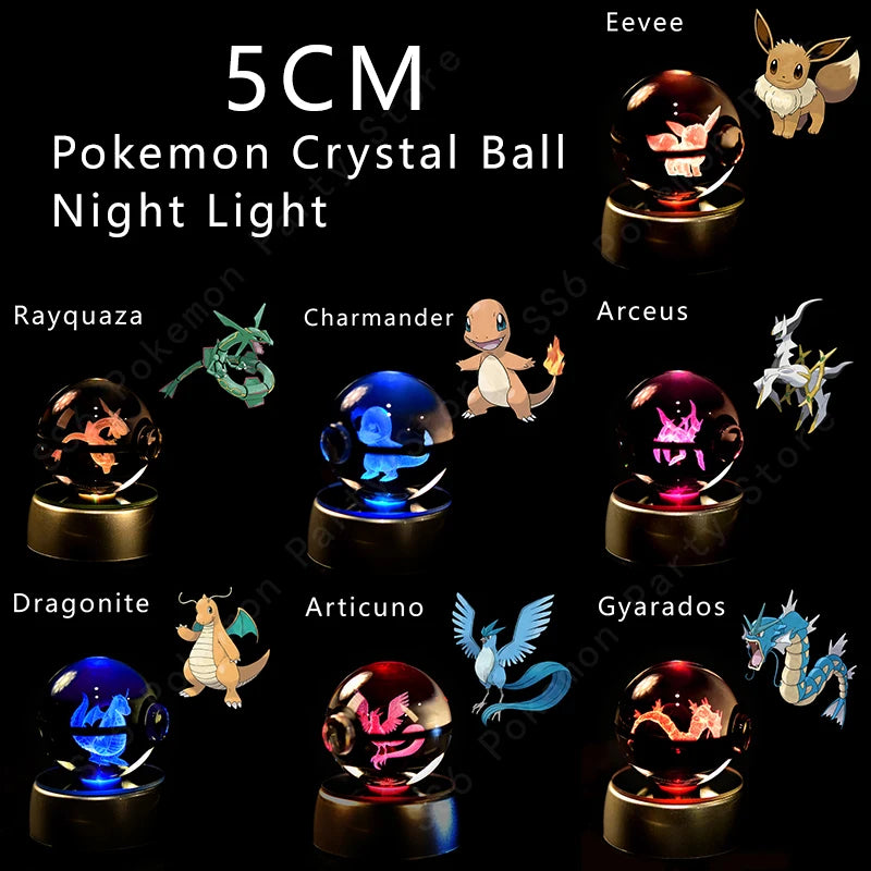 Pokémon 3D Crystal Pokéball Lamp – Pikachu, Gengar, Mewtwo and More