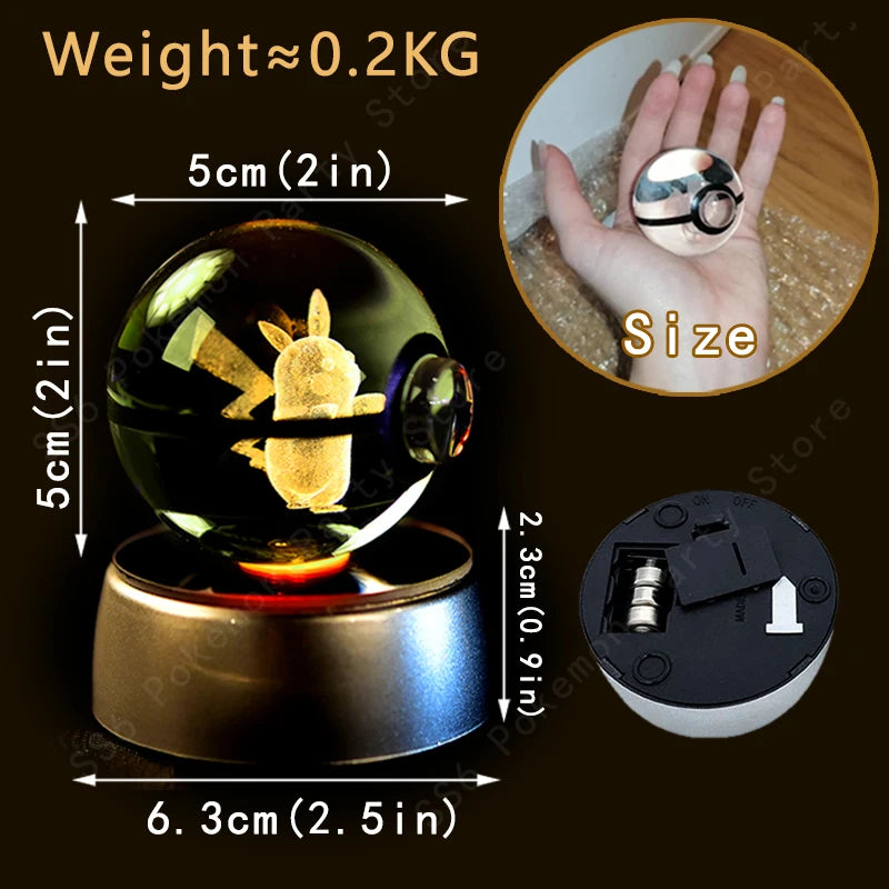 Pokémon 3D Crystal Pokéball Lamp – Pikachu, Gengar, Mewtwo and More