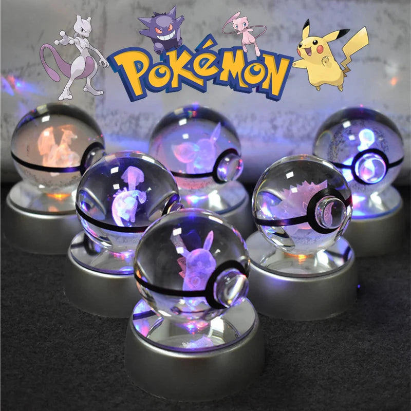 Pokémon 3D Crystal Pokéball Lamp – Pikachu, Gengar, Mewtwo and More