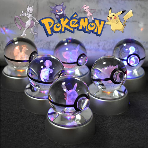Pokémon 3D Crystal Pokéball Lamp – Pikachu, Gengar, Mewtwo and More